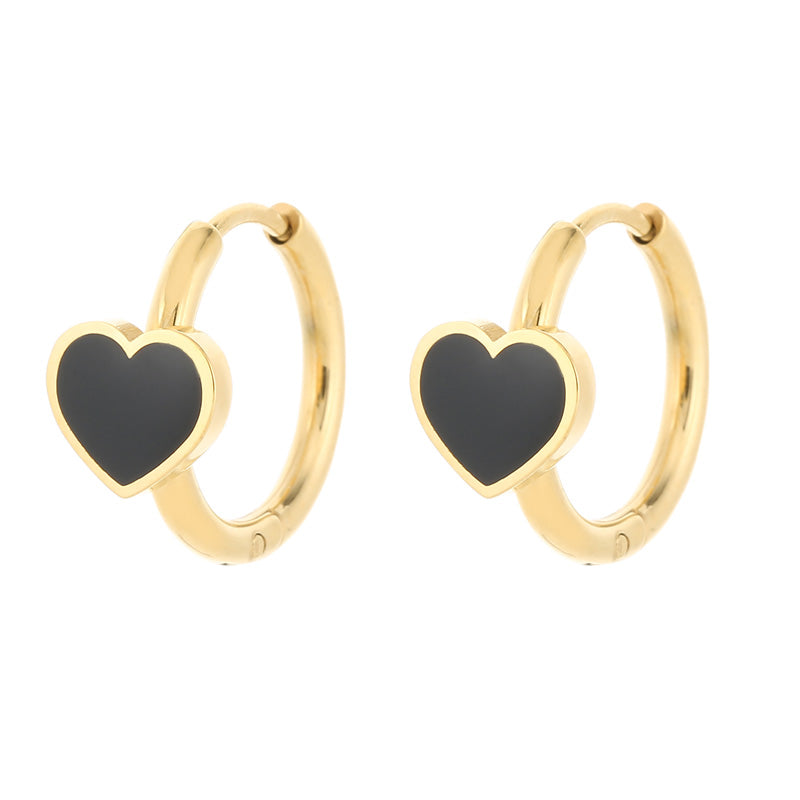 1 Pair Modern Style Simple Style Heart Shape Plating Stainless Steel 18k Gold Plated Hoop Earrings