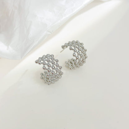 1 Pair Retro Exaggerated C Shape Plating Stainless Steel White Gold Plated Gold Plated Ear Studs