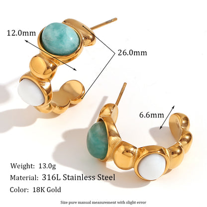 1 Pair Vintage Style Simple Style Classic Style Geometric Plating Inlay Stainless Steel Ite 18k Gold Plated Ear Studs