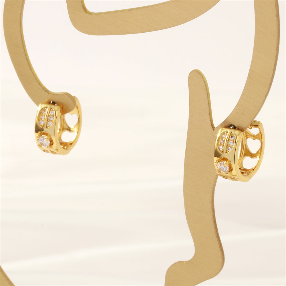 1 Pair Simple Style Commute Geometric Circle Enamel Plating Inlay Copper Zircon 18k Gold Plated Earrings