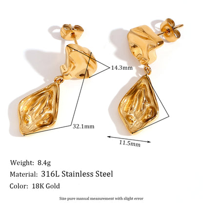 1 Pair Vintage Style Simple Style Classic Style Geometric Plating Stainless Steel 18k Gold Plated Drop Earrings