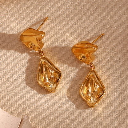 1 Pair Vintage Style Simple Style Classic Style Geometric Plating Stainless Steel 18k Gold Plated Drop Earrings