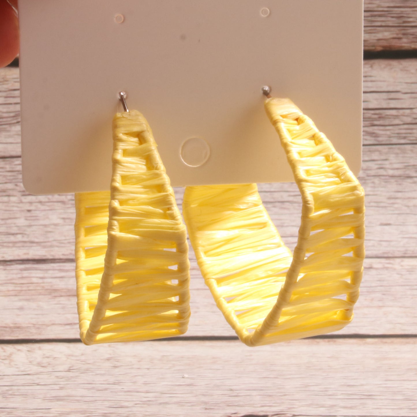 1 Pair Tropical Simple Style Artistic Geometric Square Alloy Raffia Earrings