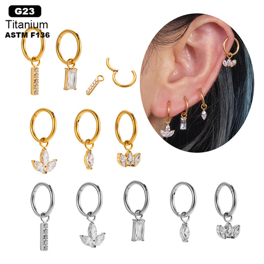 1 Piece Ig Style Cool Style Shamrock Crown Plating Inlay Titanium Alloy Zircon 18k Gold Plated Ear Studs