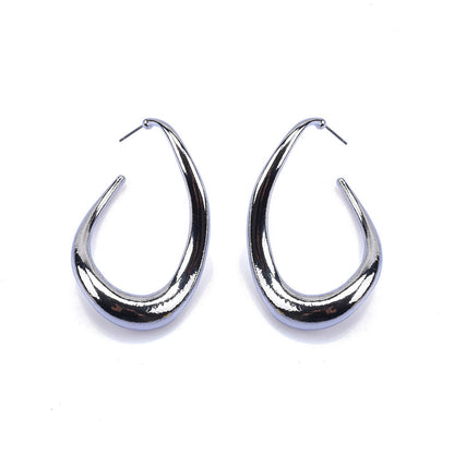 1 Pair Simple Style C Shape Asymmetrical Plating Metal Ear Studs