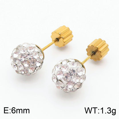 European And American Ornament Elegant Fashion Steel Color Shambhala Stud Earrings Female Earring Bone Nail Diamond Ball Cross-border Wholesale