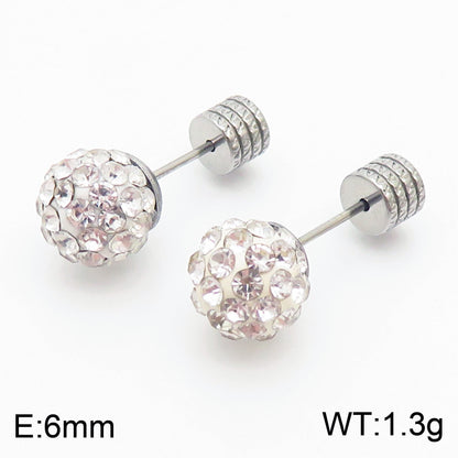 European And American Ornament Elegant Fashion Steel Color Shambhala Stud Earrings Female Earring Bone Nail Diamond Ball Cross-border Wholesale