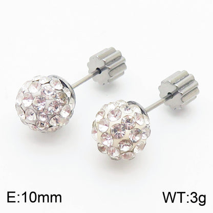 European And American Ornament Elegant Fashion Steel Color Shambhala Stud Earrings Female Earring Bone Nail Diamond Ball Cross-border Wholesale