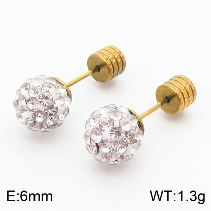 European And American Ornament Elegant Fashion Steel Color Shambhala Stud Earrings Female Earring Bone Nail Diamond Ball Cross-border Wholesale