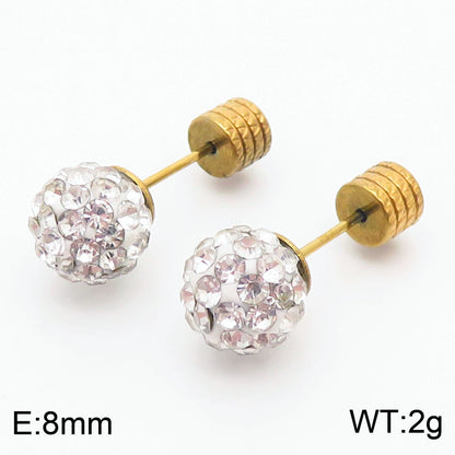 European And American Ornament Elegant Fashion Steel Color Shambhala Stud Earrings Female Earring Bone Nail Diamond Ball Cross-border Wholesale