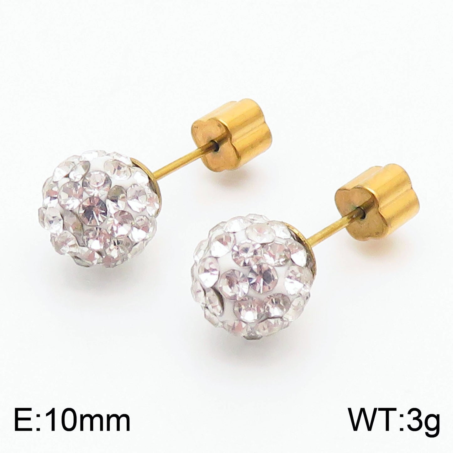 European And American Ornament Elegant Fashion Steel Color Shambhala Stud Earrings Female Earring Bone Nail Diamond Ball Cross-border Wholesale