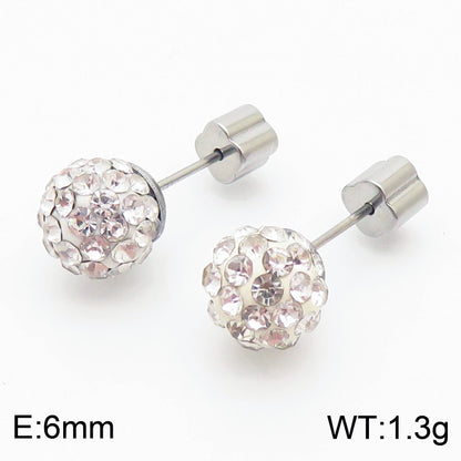 European And American Ornament Elegant Fashion Steel Color Shambhala Stud Earrings Female Earring Bone Nail Diamond Ball Cross-border Wholesale