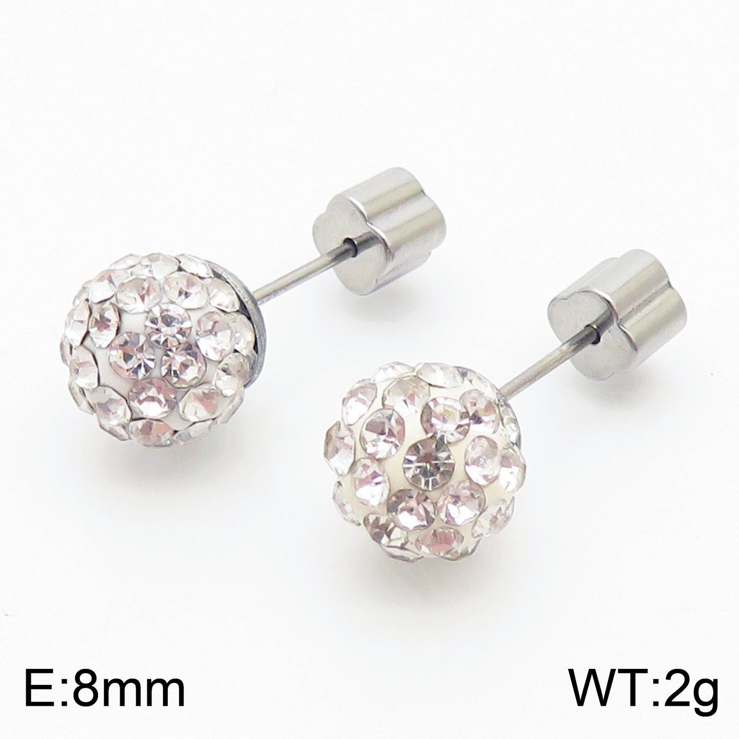 European And American Ornament Elegant Fashion Steel Color Shambhala Stud Earrings Female Earring Bone Nail Diamond Ball Cross-border Wholesale