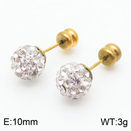 European And American Ornament Elegant Fashion Steel Color Shambhala Stud Earrings Female Earring Bone Nail Diamond Ball Cross-border Wholesale