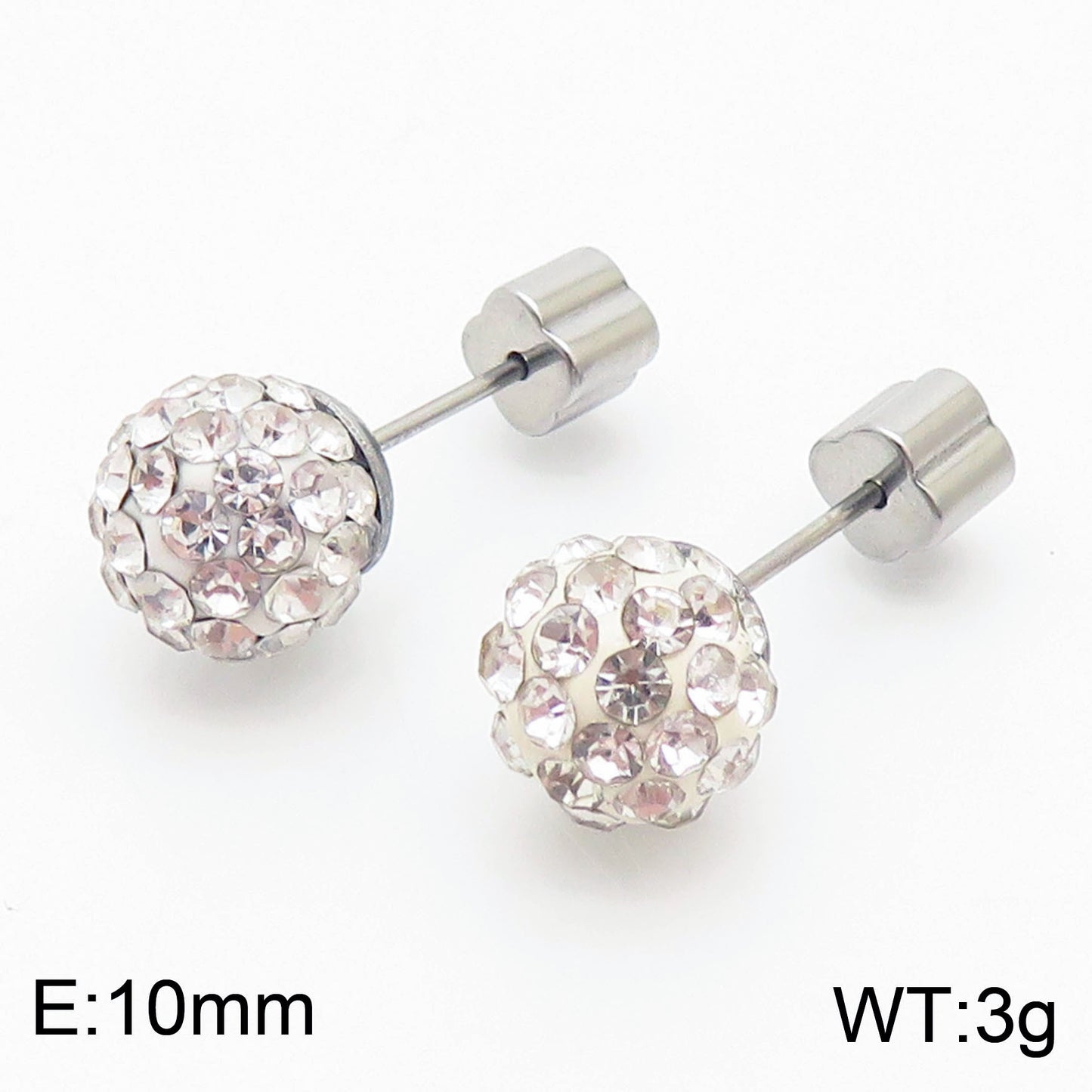 European And American Ornament Elegant Fashion Steel Color Shambhala Stud Earrings Female Earring Bone Nail Diamond Ball Cross-border Wholesale