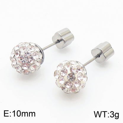 European And American Ornament Elegant Fashion Steel Color Shambhala Stud Earrings Female Earring Bone Nail Diamond Ball Cross-border Wholesale