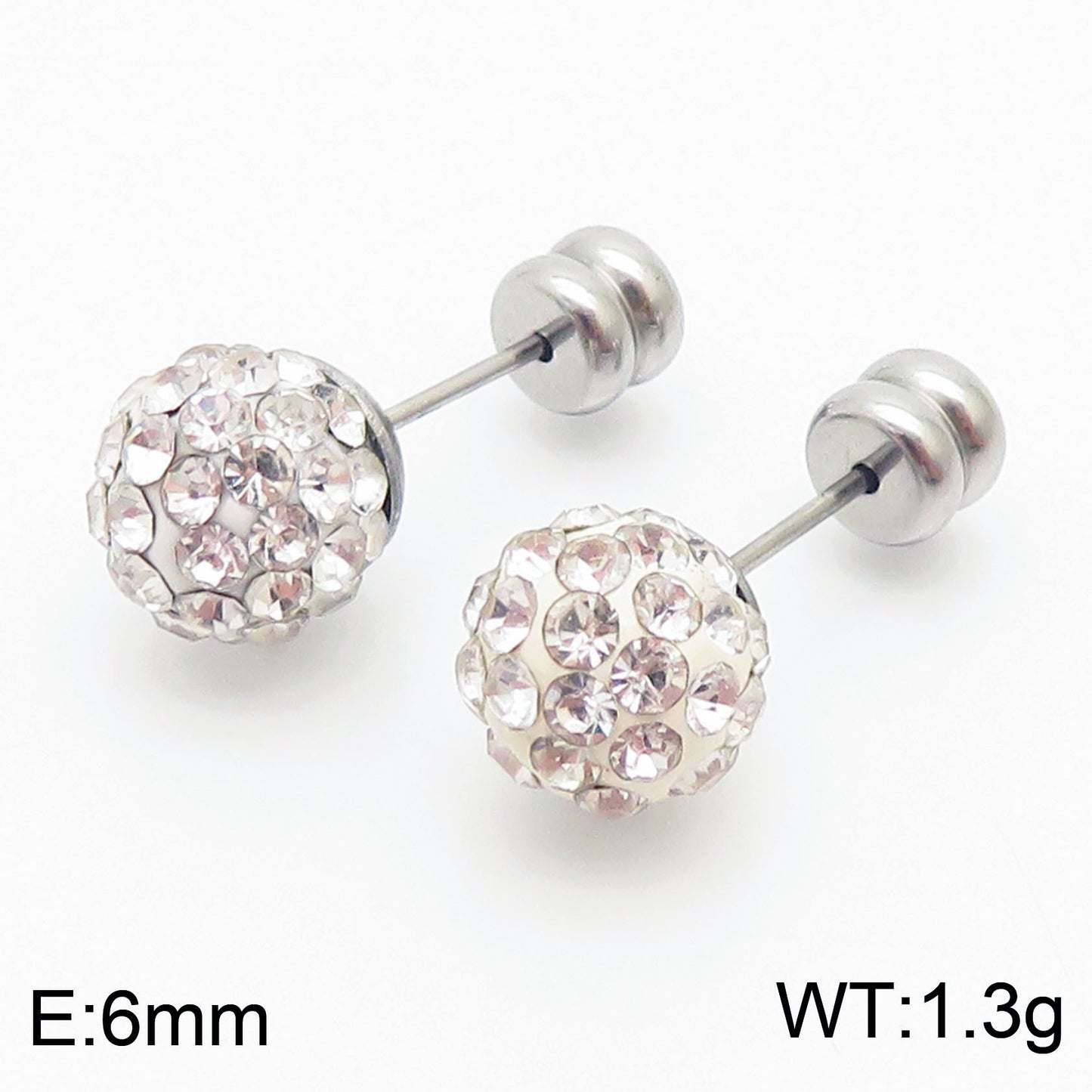 European And American Ornament Elegant Fashion Steel Color Shambhala Stud Earrings Female Earring Bone Nail Diamond Ball Cross-border Wholesale