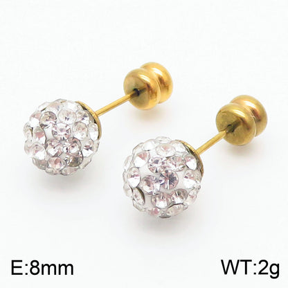 European And American Ornament Elegant Fashion Steel Color Shambhala Stud Earrings Female Earring Bone Nail Diamond Ball Cross-border Wholesale