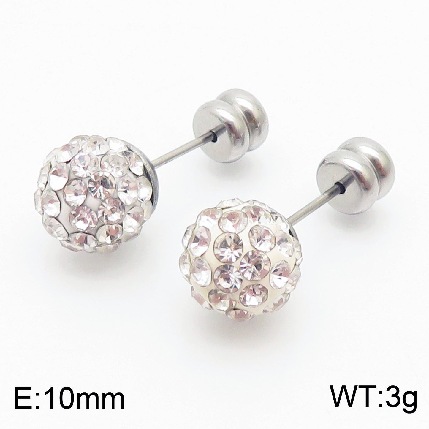 European And American Ornament Elegant Fashion Steel Color Shambhala Stud Earrings Female Earring Bone Nail Diamond Ball Cross-border Wholesale