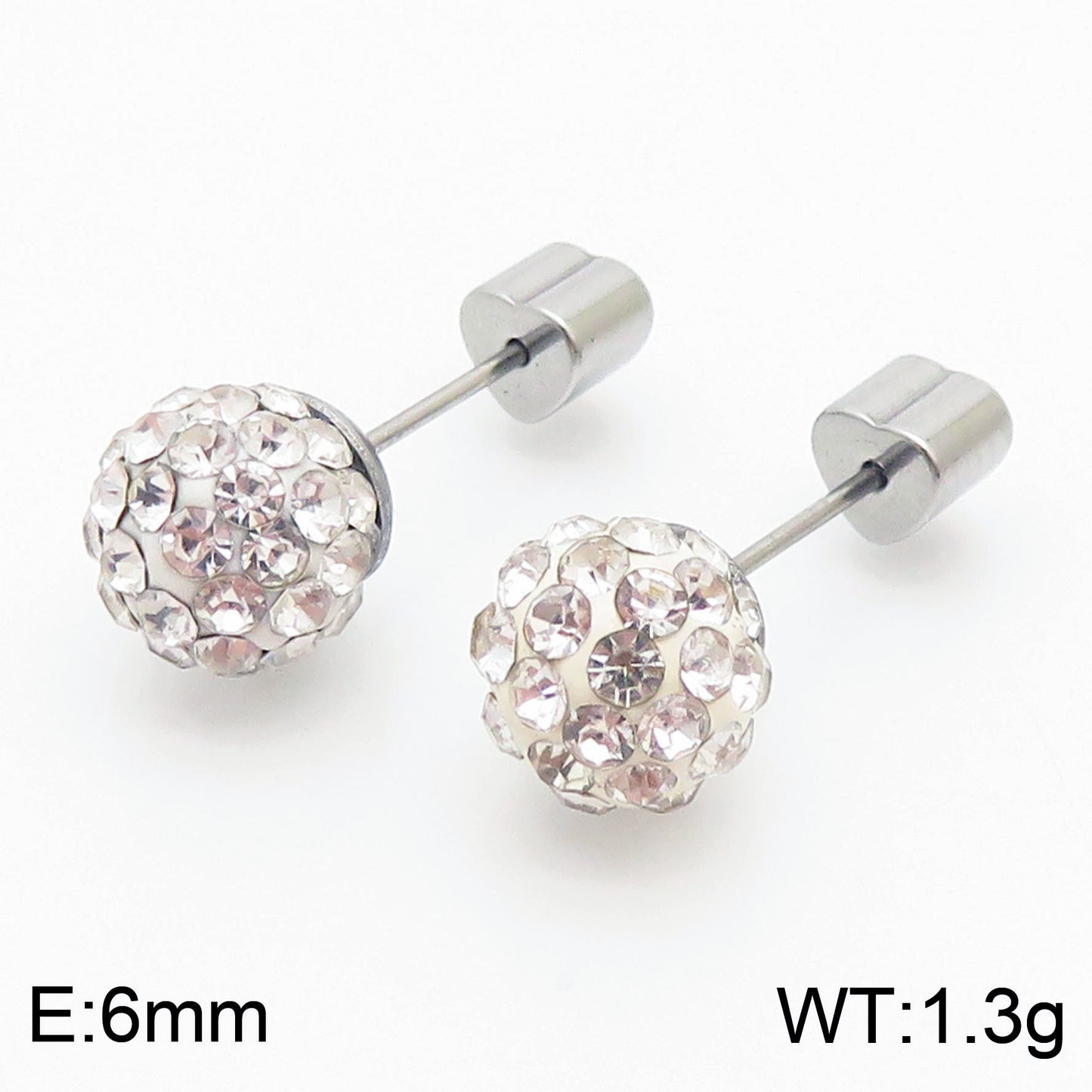 European And American Ornament Elegant Fashion Steel Color Shambhala Stud Earrings Female Earring Bone Nail Diamond Ball Cross-border Wholesale