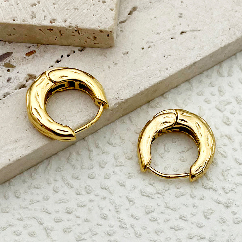 1 Pair Simple Style Round Plating Stainless Steel Gold Plated Earrings