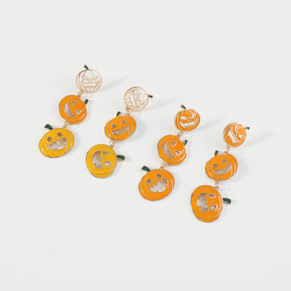 Wholesale Jewelry Gothic Cool Style Pumpkin Alloy Enamel Drop Earrings