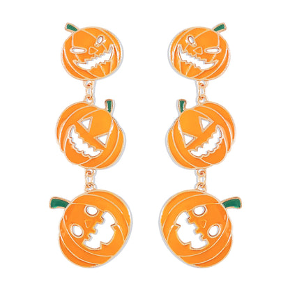 Wholesale Jewelry Gothic Cool Style Pumpkin Alloy Enamel Drop Earrings