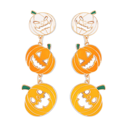 Wholesale Jewelry Gothic Cool Style Pumpkin Alloy Enamel Drop Earrings