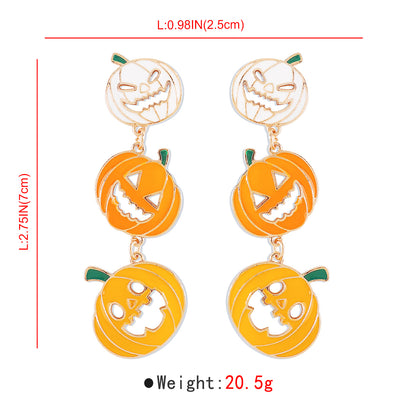 Wholesale Jewelry Gothic Cool Style Pumpkin Alloy Enamel Drop Earrings