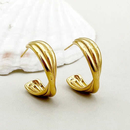 1 Pair Casual Commute C Shape Plating Stainless Steel Gold Plated Ear Studs