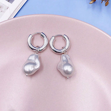1 Pair Lady Pearl Alloy Drop Earrings