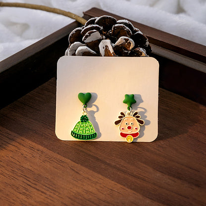 1 Pair Simple Style Christmas Tree Enamel Alloy Drop Earrings