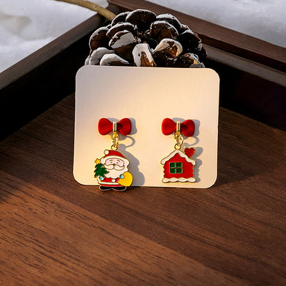 1 Pair Simple Style Christmas Tree Enamel Alloy Drop Earrings