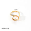 Retro Flower Butterfly Copper Plating Inlay Freshwater Pearl 18k Gold Plated Open Rings