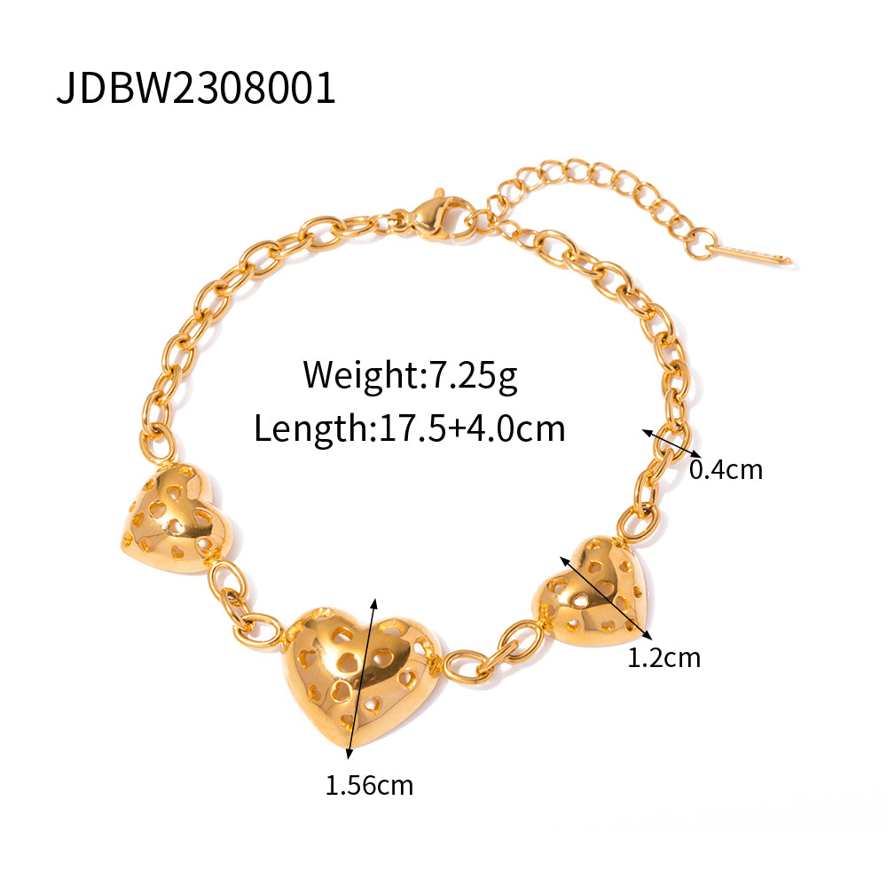 Ig Style Heart Shape Stainless Steel Plating Titanium Steel 18k Gold Plated Bracelets