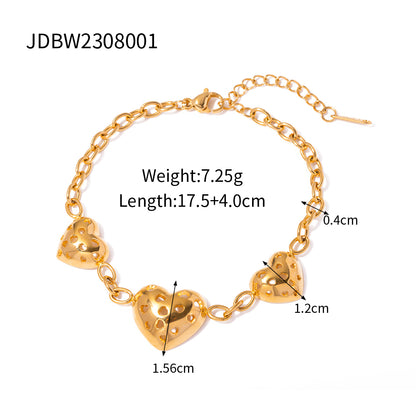 Ig Style Heart Shape Stainless Steel Plating Titanium Steel 18k Gold Plated Bracelets