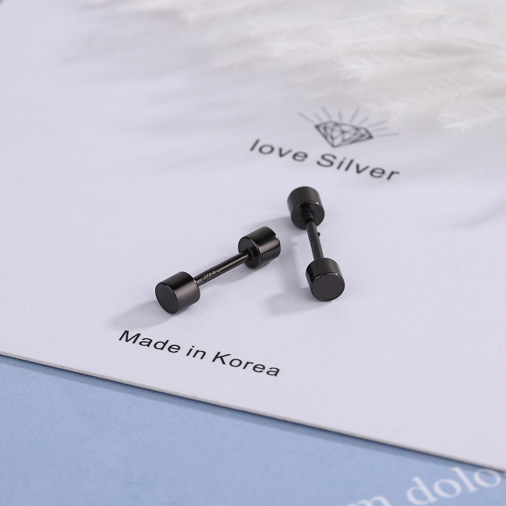 1 Pair Simple Style Solid Color Pleated Sterling Silver Ear Studs