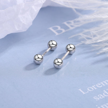 1 Pair Simple Style Solid Color Pleated Sterling Silver Ear Studs