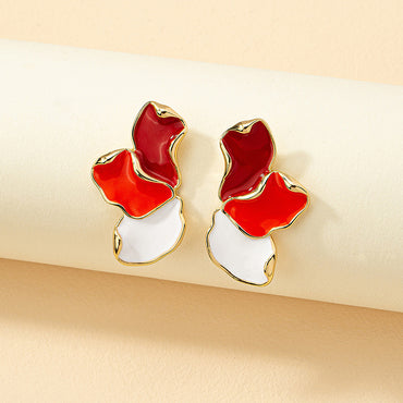 Wholesale Jewelry Modern Style Flower Alloy Enamel Drop Earrings