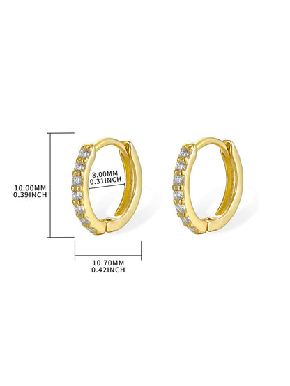 1 Pair Simple Style Round Color Block Inlay Sterling Silver Zircon Hoop Earrings