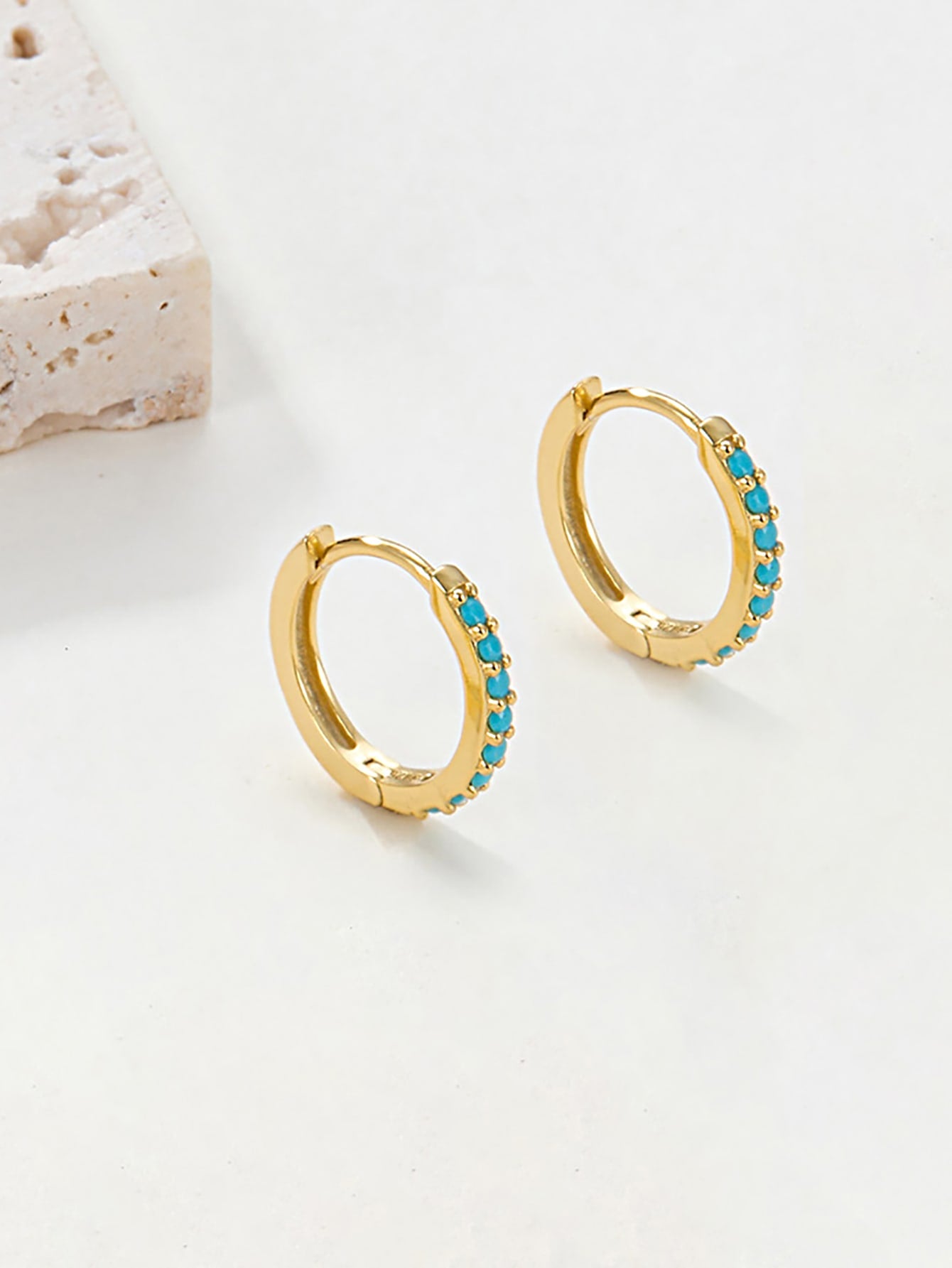 1 Pair Simple Style Round Color Block Inlay Sterling Silver Zircon Hoop Earrings