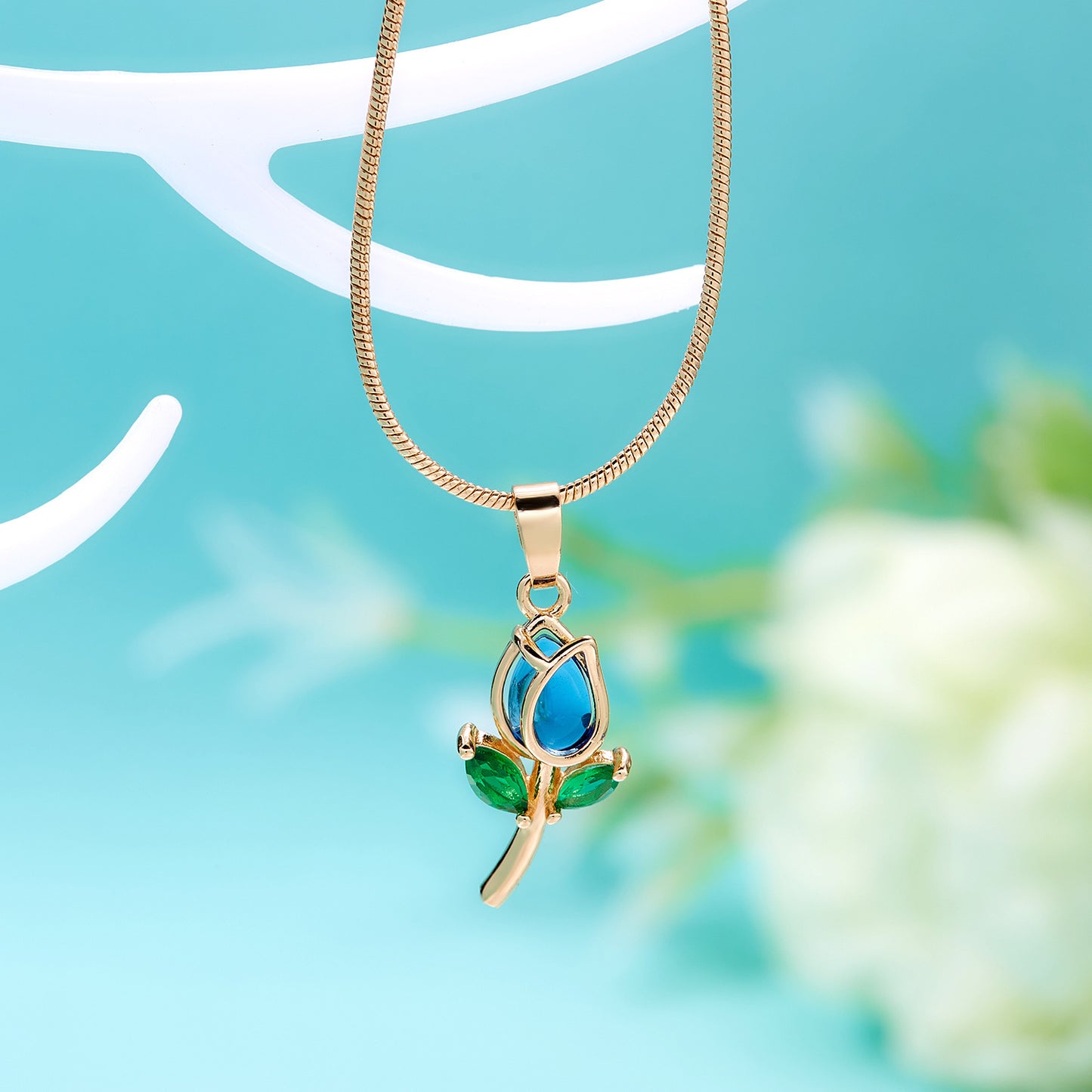 Sweet Tulip Copper Plating Inlay Rhinestones Pendant Necklace