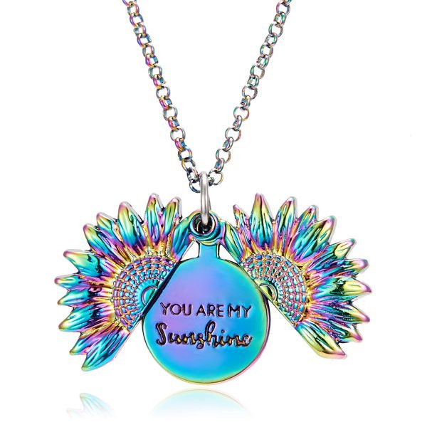 European And American Fashion New Style Creative Sunflower Necklace Can Be Opened Carved Pendant Necklace All-match Jewelry Couple Gift