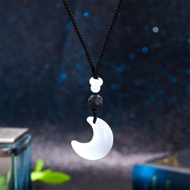 Simple Style Moon Opal Plating Couple Pendant Necklace