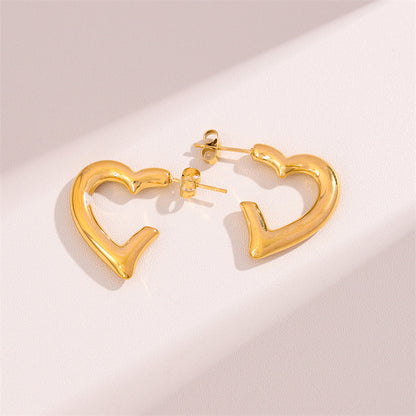 1 Pair Retro Simple Style Heart Shape Plating Stainless Steel 18k Gold Plated Ear Studs