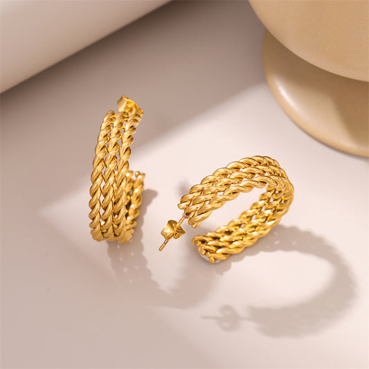 1 Pair Retro Simple Style C Shape Plating Stainless Steel 18k Gold Plated Earrings