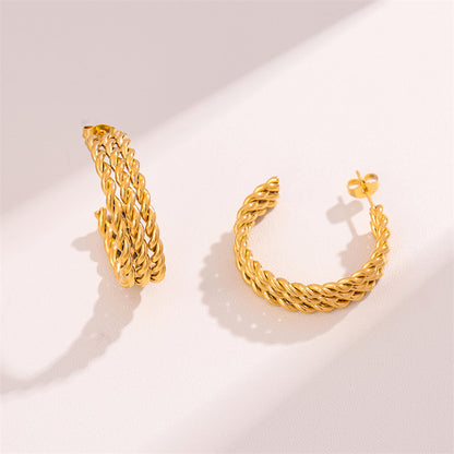 1 Pair Retro Simple Style C Shape Plating Stainless Steel 18k Gold Plated Earrings