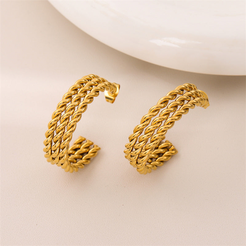 1 Pair Retro Simple Style C Shape Plating Stainless Steel 18k Gold Plated Earrings