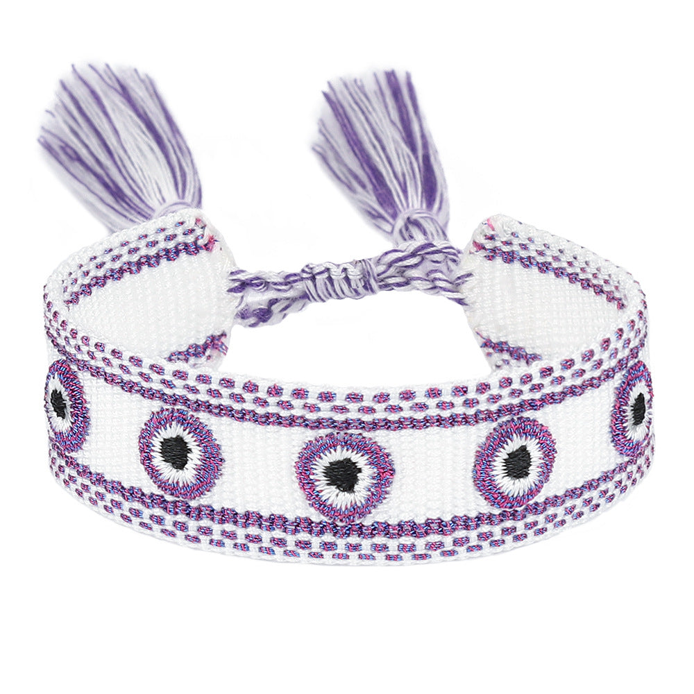 Simple Style Eye Polyester Embroidery Tassel Women's Drawstring Bracelets