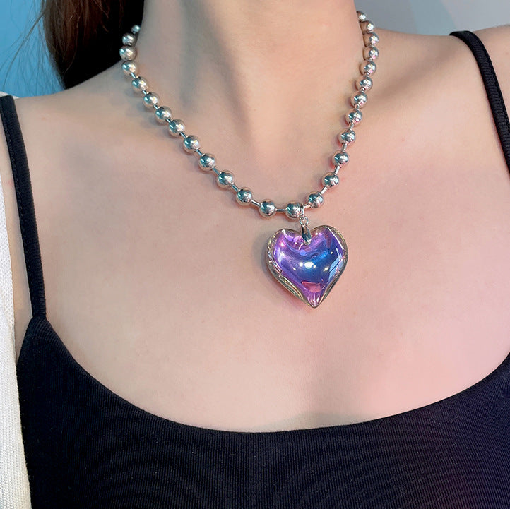 Sweet Streetwear Heart Shape Artificial Crystal Alloy Women's Pendant Necklace